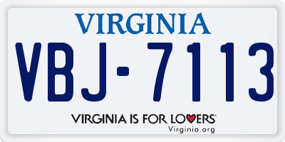 VA license plate VBJ7113