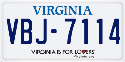 VA license plate VBJ7114
