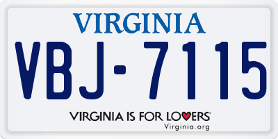 VA license plate VBJ7115