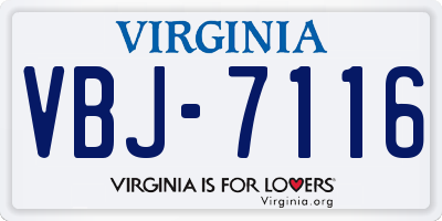 VA license plate VBJ7116