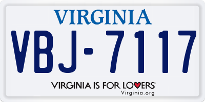 VA license plate VBJ7117