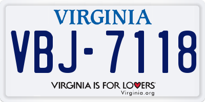 VA license plate VBJ7118