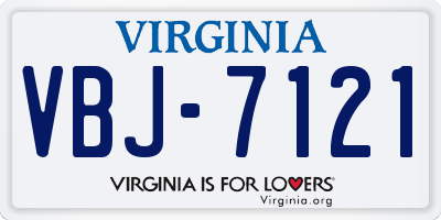 VA license plate VBJ7121