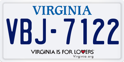 VA license plate VBJ7122