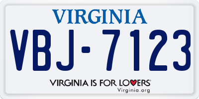 VA license plate VBJ7123