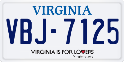 VA license plate VBJ7125