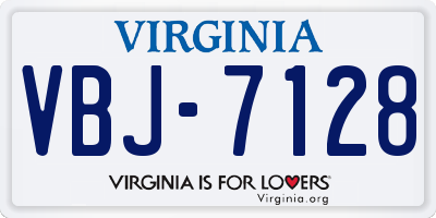 VA license plate VBJ7128