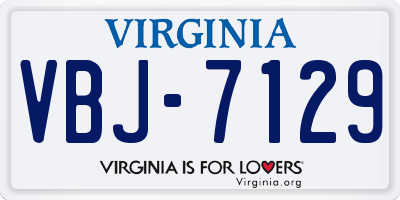 VA license plate VBJ7129