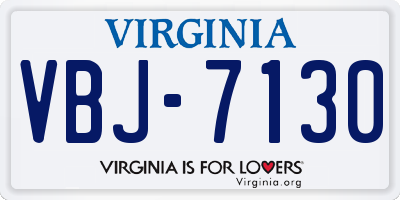 VA license plate VBJ7130