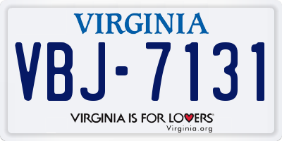 VA license plate VBJ7131