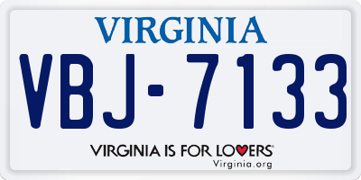 VA license plate VBJ7133