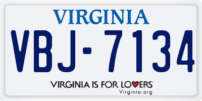VA license plate VBJ7134