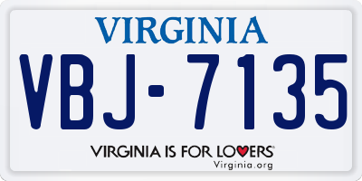 VA license plate VBJ7135