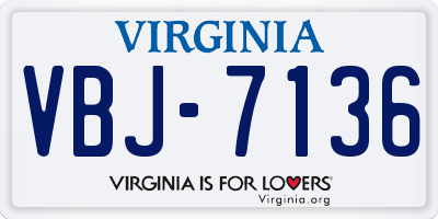 VA license plate VBJ7136