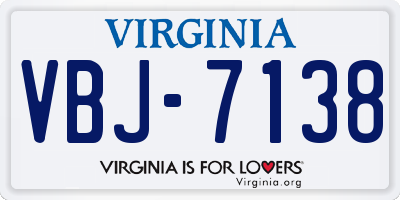 VA license plate VBJ7138