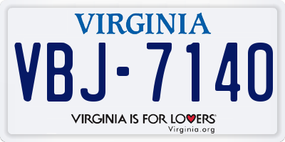 VA license plate VBJ7140
