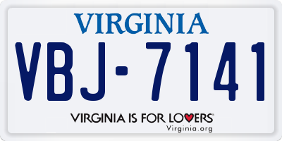 VA license plate VBJ7141