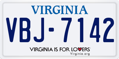 VA license plate VBJ7142