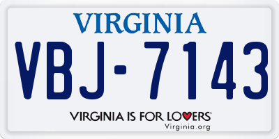 VA license plate VBJ7143