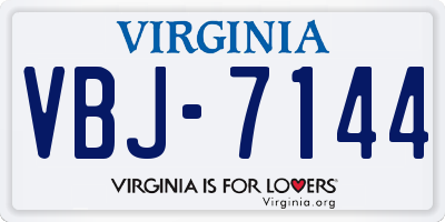 VA license plate VBJ7144