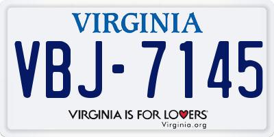VA license plate VBJ7145