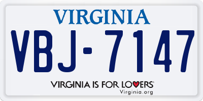 VA license plate VBJ7147