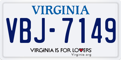 VA license plate VBJ7149