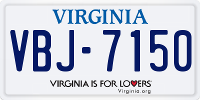 VA license plate VBJ7150