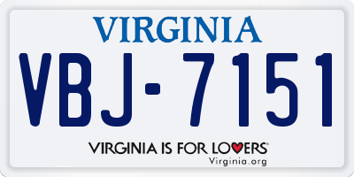 VA license plate VBJ7151