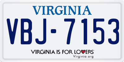 VA license plate VBJ7153