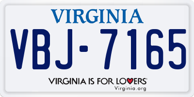 VA license plate VBJ7165