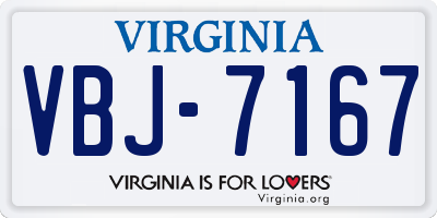 VA license plate VBJ7167