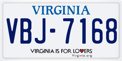 VA license plate VBJ7168