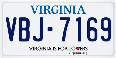 VA license plate VBJ7169