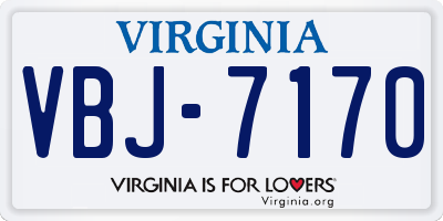 VA license plate VBJ7170