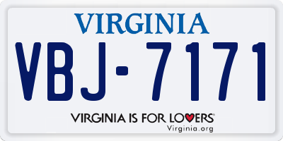 VA license plate VBJ7171