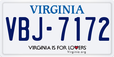 VA license plate VBJ7172