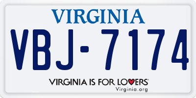 VA license plate VBJ7174
