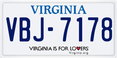 VA license plate VBJ7178