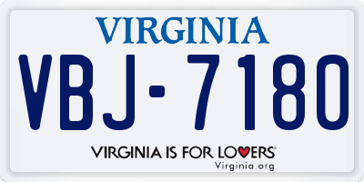 VA license plate VBJ7180