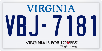 VA license plate VBJ7181