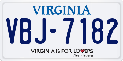 VA license plate VBJ7182