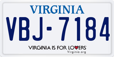 VA license plate VBJ7184