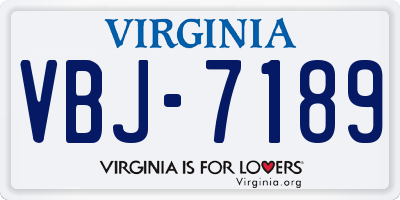 VA license plate VBJ7189