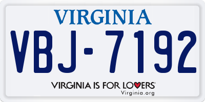 VA license plate VBJ7192