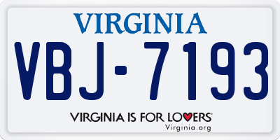 VA license plate VBJ7193