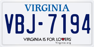 VA license plate VBJ7194
