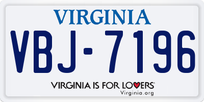 VA license plate VBJ7196