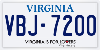 VA license plate VBJ7200