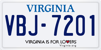VA license plate VBJ7201